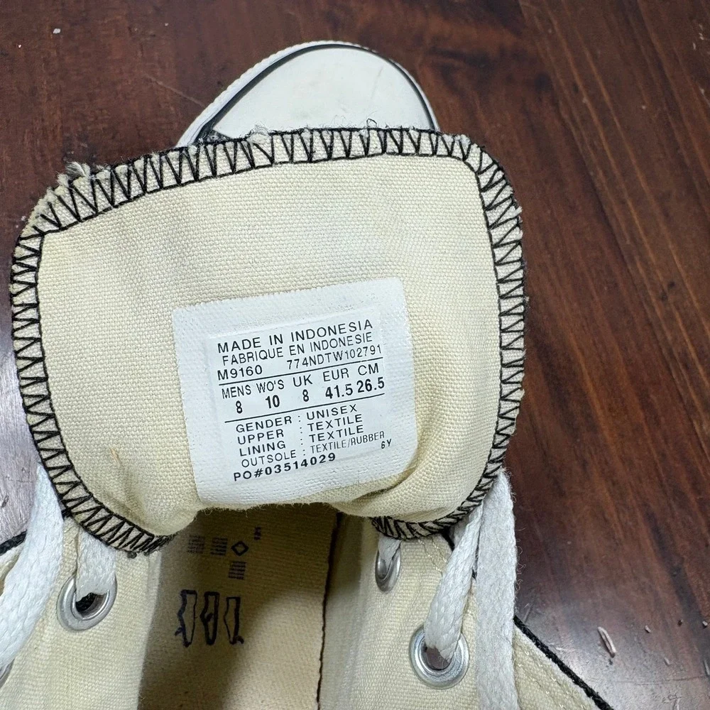 Converse Chuck Taylor All Star Canvas Sneaker M8 W10 Black High Top Casual M9160 - Picture 11 of 11